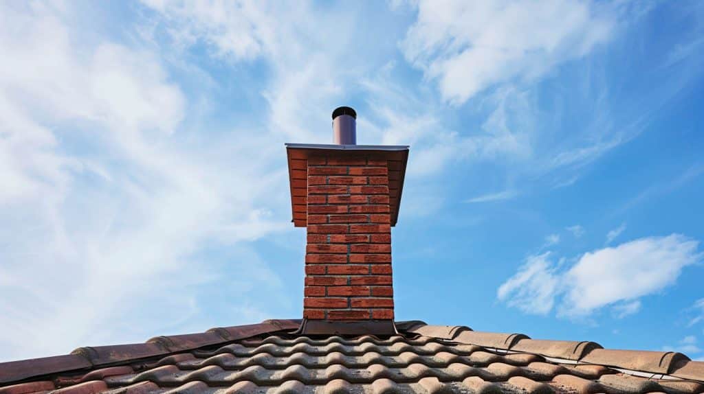 tile roof with chimney
